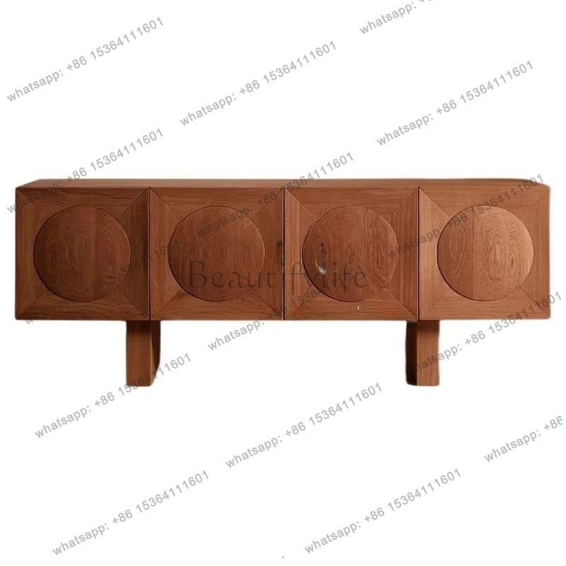 French retro simple solid wood TV cabinet medieval style audio-visual wall storage cabinet