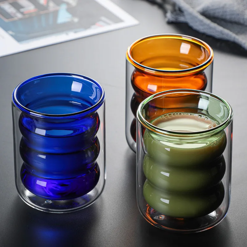 Borosilicate glass colorful double-layer Cup home office dining table childrens Cup coffee cup Stanleys cup Middle finger Mug