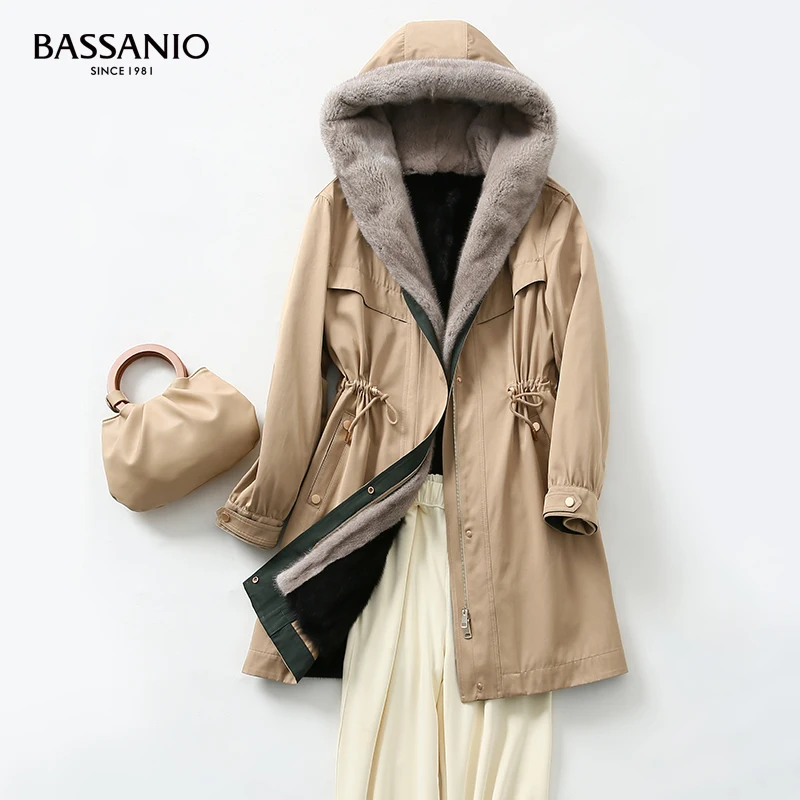 Women Winter Warm Real Mink Fur Parka Coat Female Hooded Coat