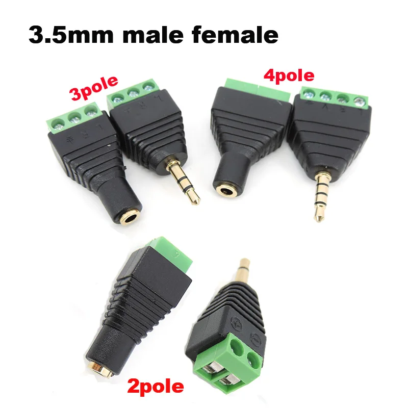 2/3/4 Pole Section 3.5mm audio Male female jack connector mono stereo DC free screw  interface terminal block channel plug R23