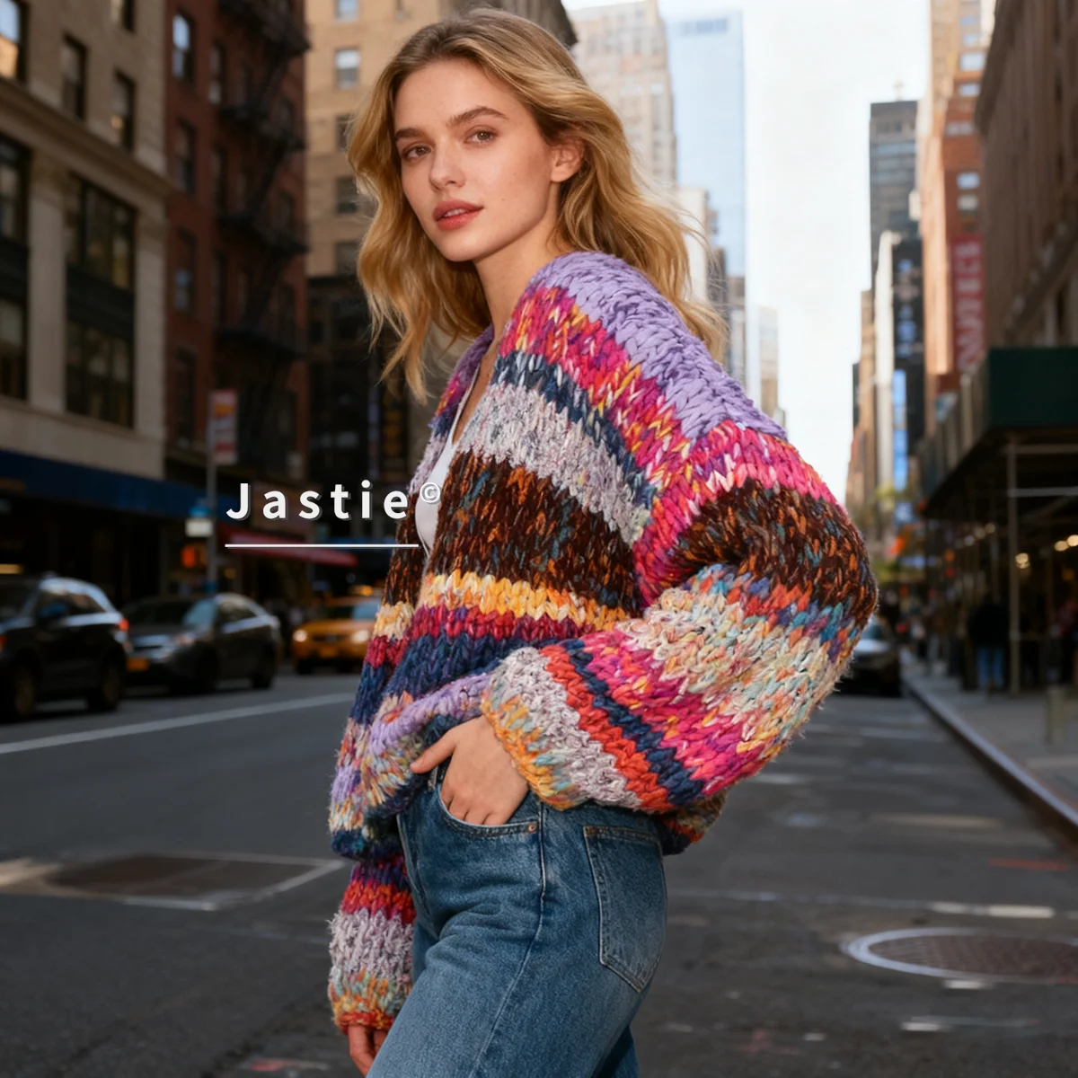 

Осень-зима 2026, женский кардиган, свитер в стиле бохо, винтажный цветной свитер с v-образным вырезом, свободный повседневный теплый вязаный свитер с длинными рукавами, пальто