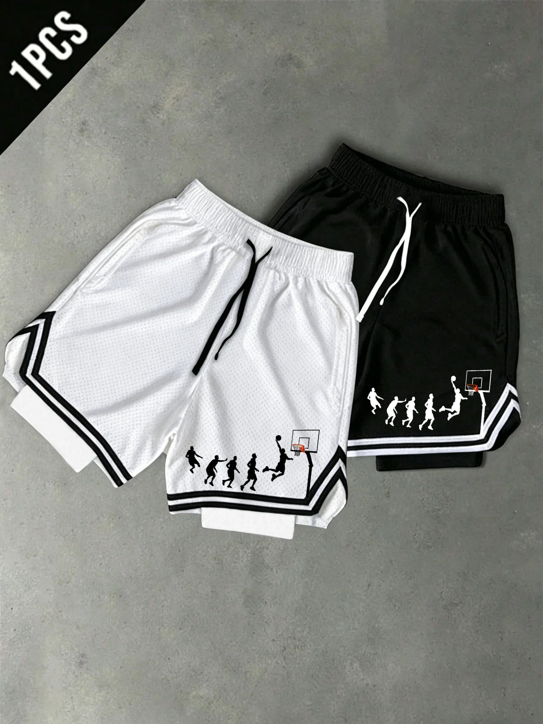 

Men's Quick Dry Breathable Mesh 2-in-1 Basketball Training Shorts with Liner Gym Running Workout Shorts in 3 Styles Available
