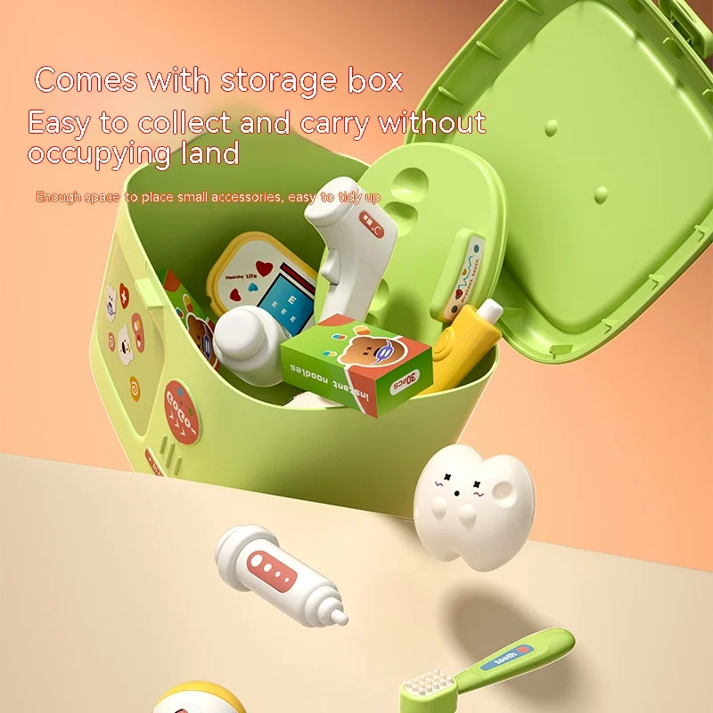Set da dentista per casa da gioco per bambini, giocattolo da cucina, scatola portaoggetti per auto, regalo interattivo per interni per ragazzi e ragazze