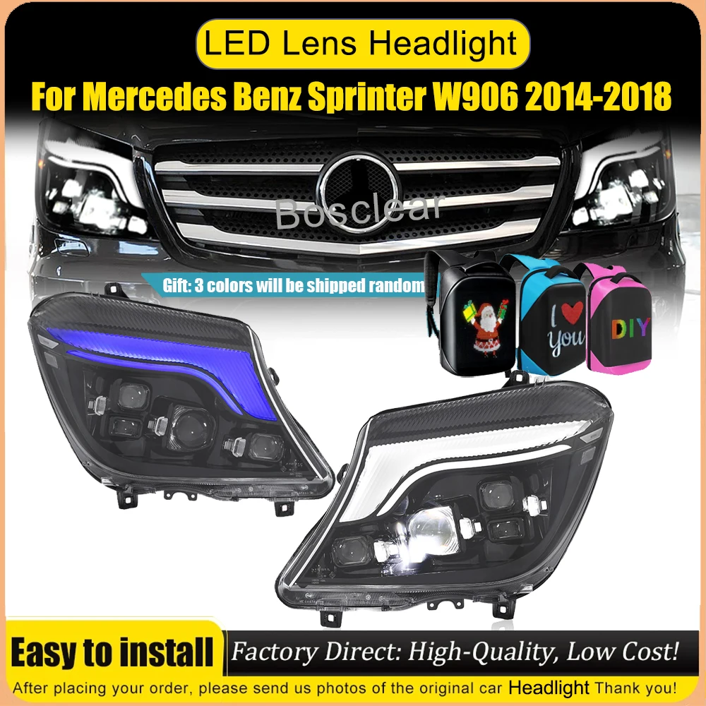 Quad Projector Bi-LED Front Headlamp For Mercedes Sprinter W906 2014-2018 2pcs LED Headlight Assembly DRL Daytime Running Light