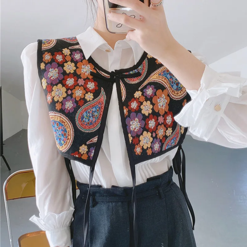 Vests Women Embroidery Lace-up Chic Vintage All-match Casual Korean Fashion Summer Classic Prevalent Waistcoat Harajuku Delicate