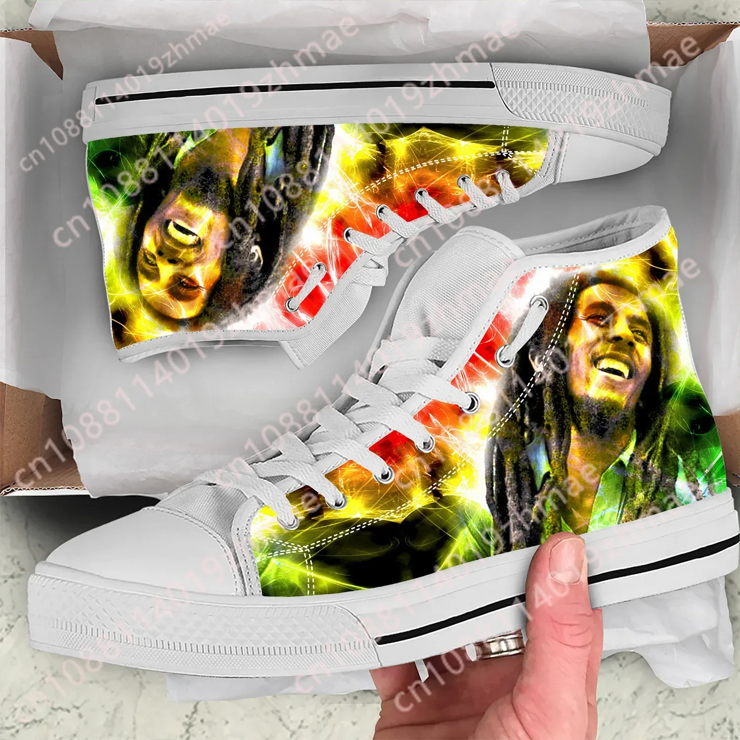 

Hot Bob Marley Classic Canvas Shoes Fashion Cloth Shoes High Top America Flag Lightweight 3D Print Men Women Sneakers Breathable
