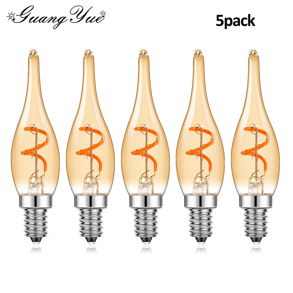 

Vintage Decorative Light Bulbs E12 E14 Edison Spiral LED Filament Lamp 15W Equivalent Incandescent Chandelier Replacement Bulbs