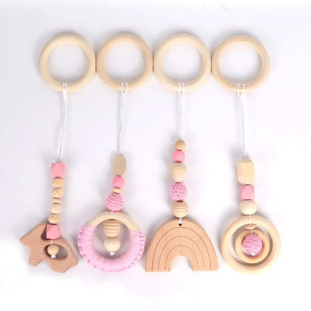 Nordic Style Sensory Wooden Beech Activity Gym Frame Rabbit Bead Baby Gym Toys Play Frame Baby Crib Hooks Ring-pull Newborn