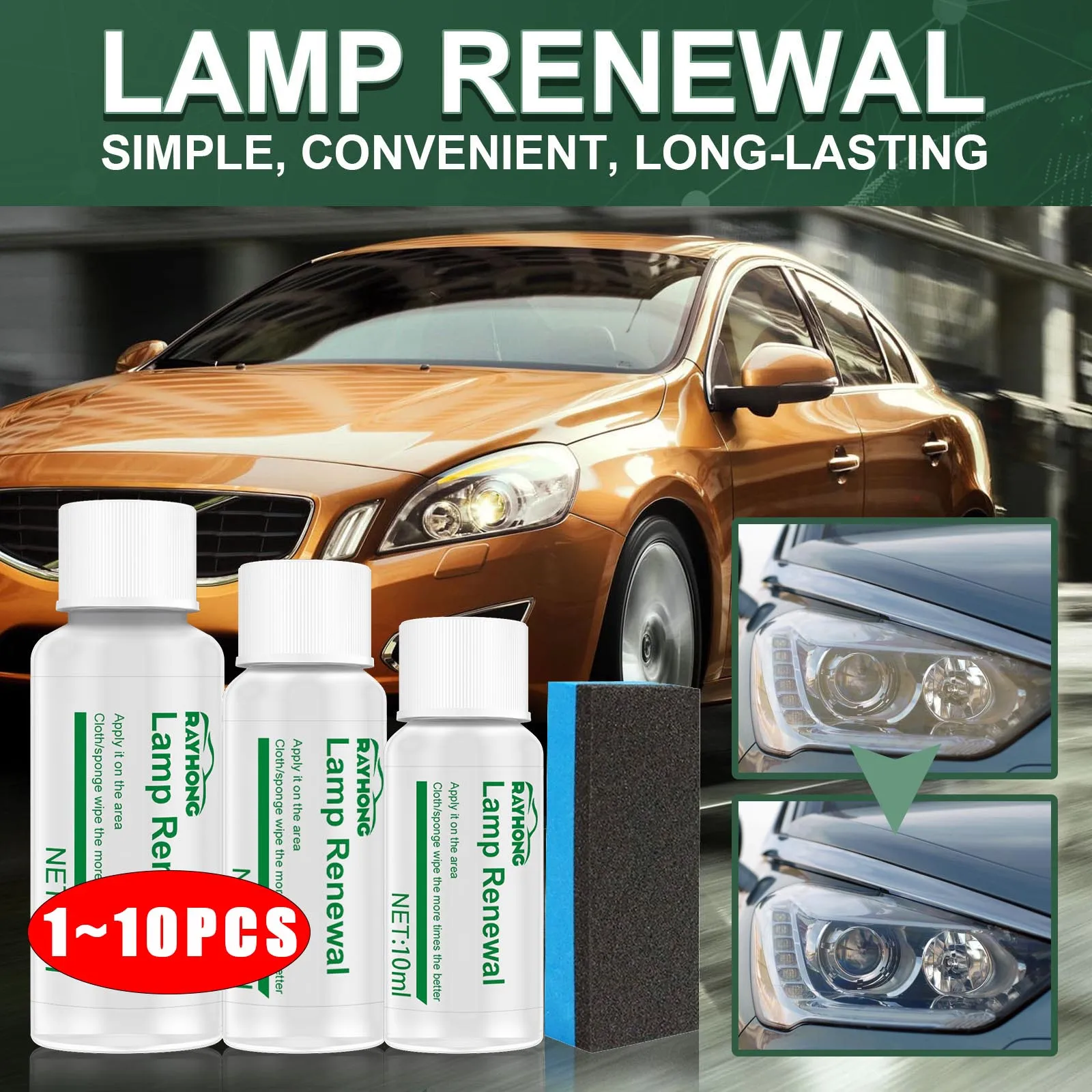 Car Headlight Restoration Polishing Auto Headlamp Scratch Remover Repair Cleaning Agent Remove Oxidation Headlight Polish Liquid