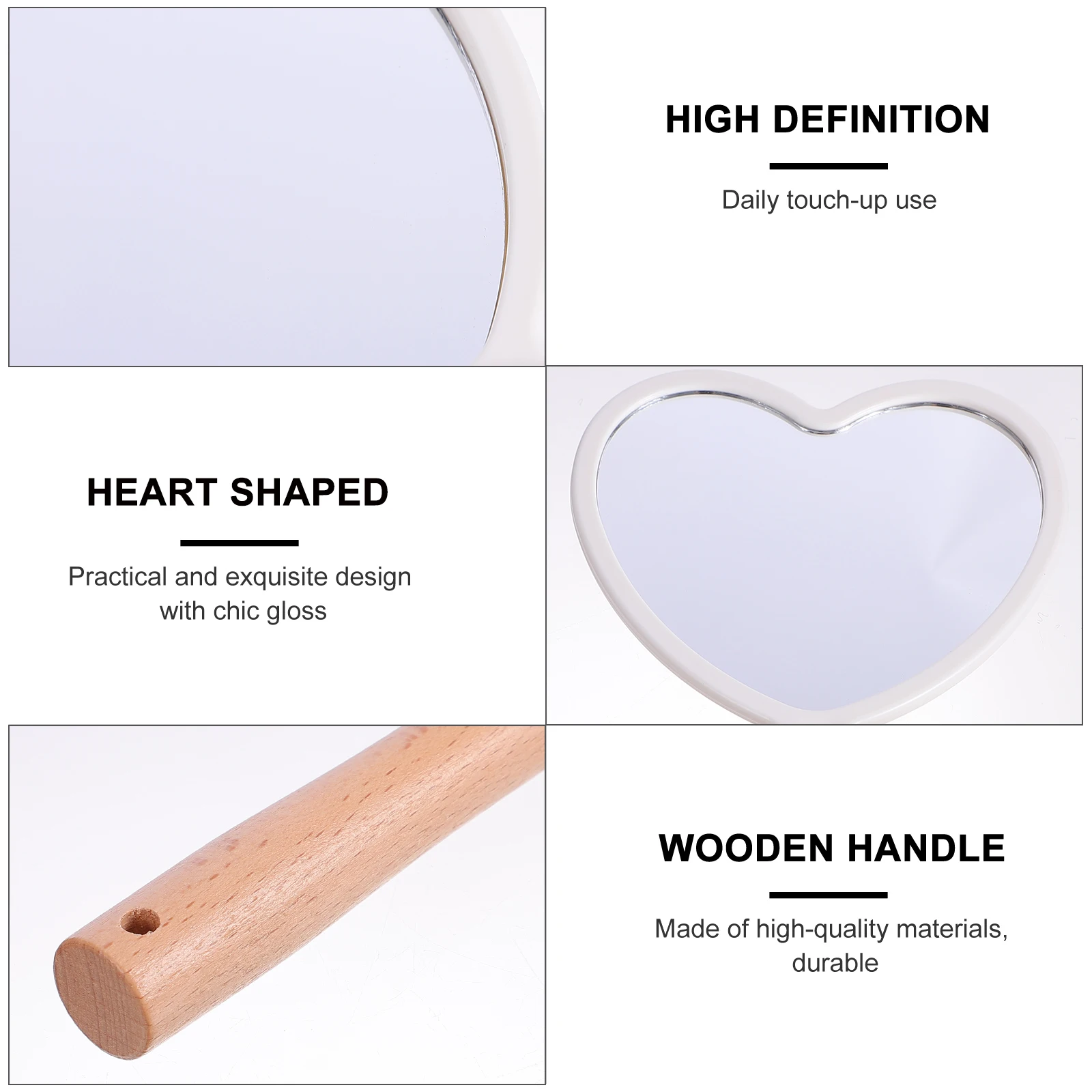 

Heart Shaped Mirror European Handle Compact Practical Gift Barber Handheld