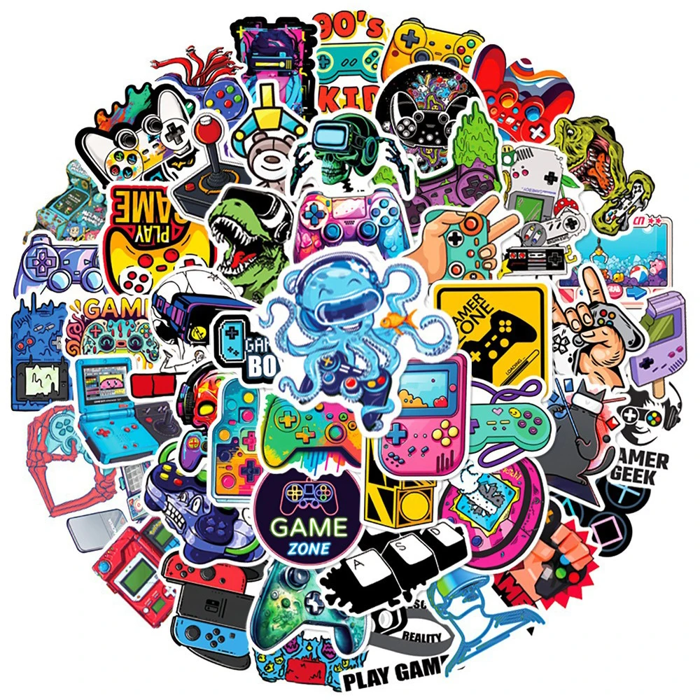 10/30/50pcs Funny Cartoon Vedio Game Stickers Cool Skull Joystick Gamepad Decals DIY Skateboard Phone Diary Scrapbooking Sticker