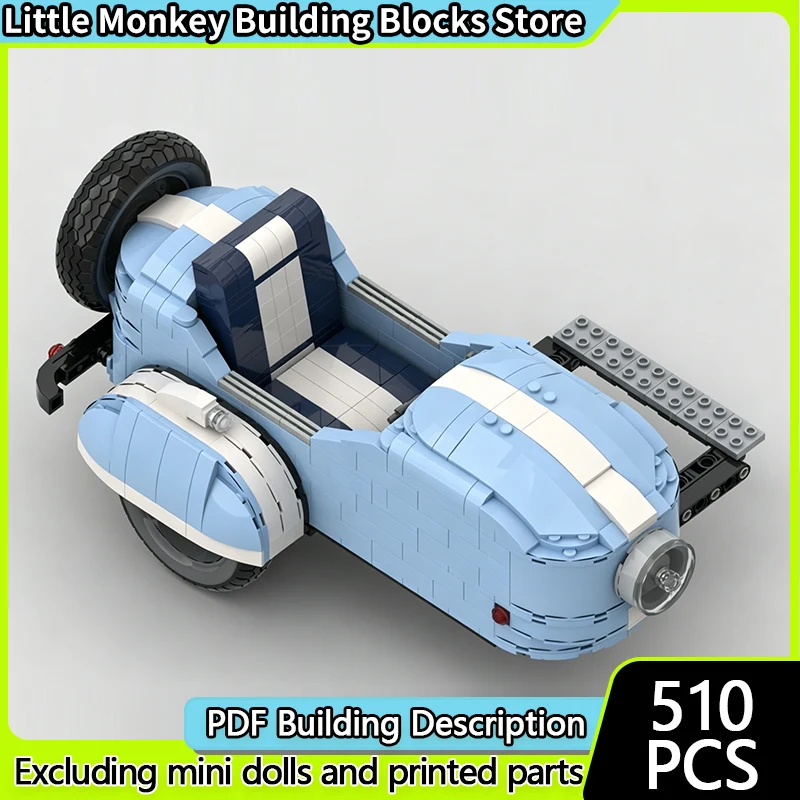 City Car Model MOC Building Bricks Vintage Motorcycle Sidecar Modular Technology Gifts Holiday Assemble Children Toys Suit