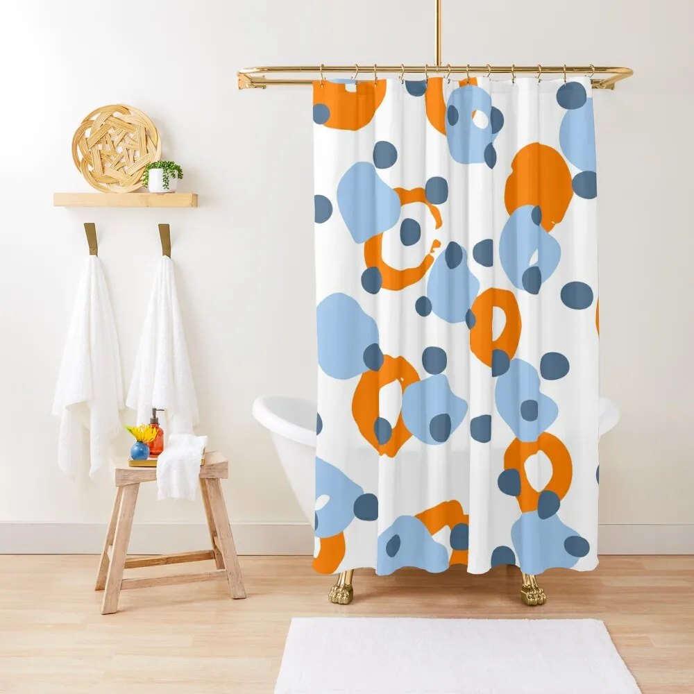 

Orange and Blue Pattern Shower Curtain Bathroom Shower Curtain