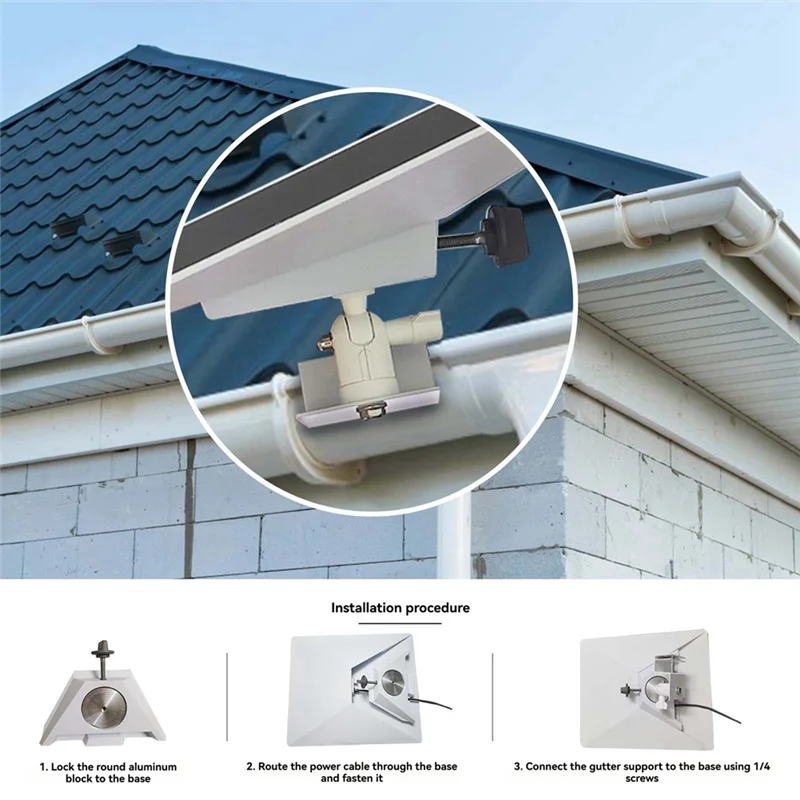 ABRE-For Starlink Mini Eaves Gutter Bracket With Bracket Pipe 1/4 Screw Adapter 360 Degree Rotation Ethernet Satellite Kit