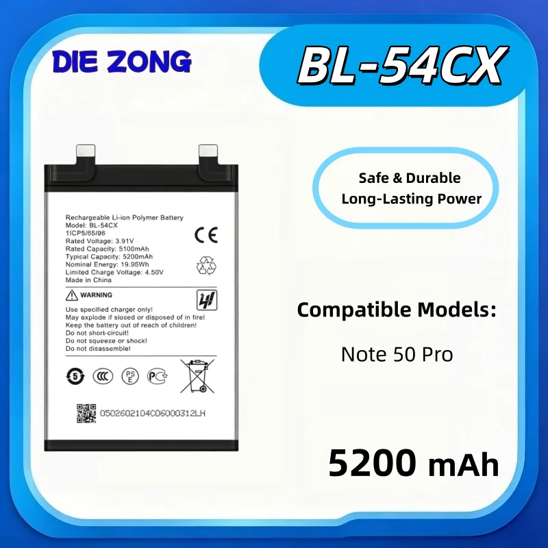 2026years BL‑54CX Phone Battery Replacement for Infinix Note 50 Pro 5200mAh Large Capacity Long Lasting Battery High‑Performance