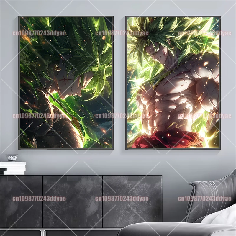 Printed Character Broly Anime Dragon Ball Poster Canvas Painting Home Bedroom Art Decoration Oil Painting Children's Gift