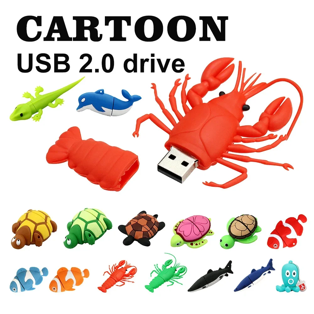 Cute Cartoon Aquatic Animal USB Flash Drive 4GB 8GB Memory Stick Usb 2.0 Pendrive 32G 16G 64GB Flash USB Stick Pen Drive