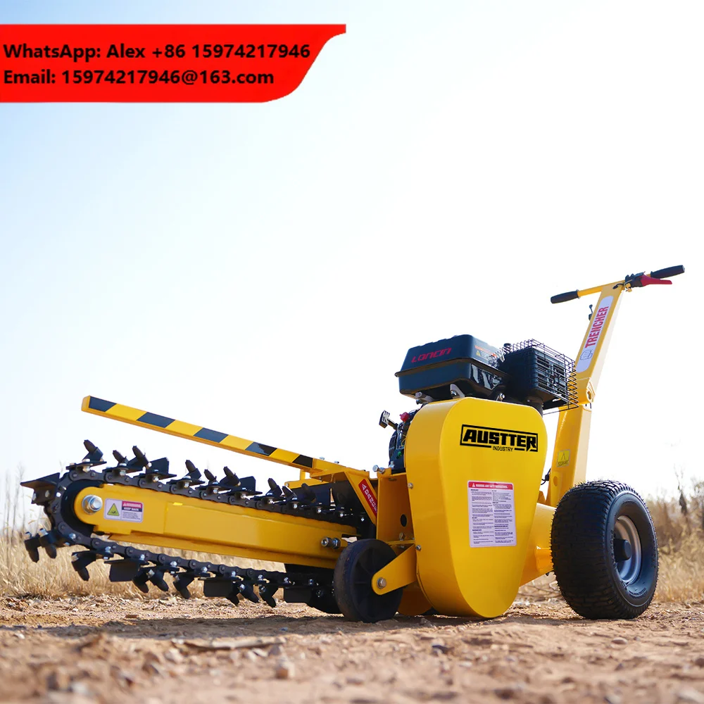 AUSTTER  Mini Trencher Digging Machine Chain Mini Trencher Ditcher Trenching Machine With  Engine Mini Trencher