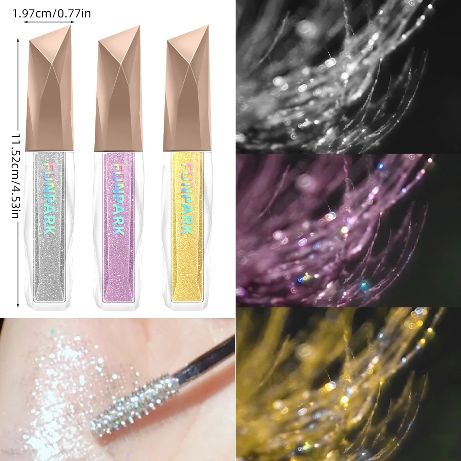 1pc Waterproof Diamond Shine Volume Curl Mascara-Glitter Snow Effect for Eye Lash Makeup Women's Cosmetic Smudge-proof Mascara