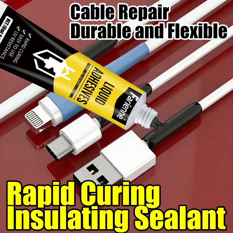 Black Liquid Insulating Adhesive, 10ML Waterproof UV Resistant Sealant For Electrical Wires & Connectors, Fast Curing