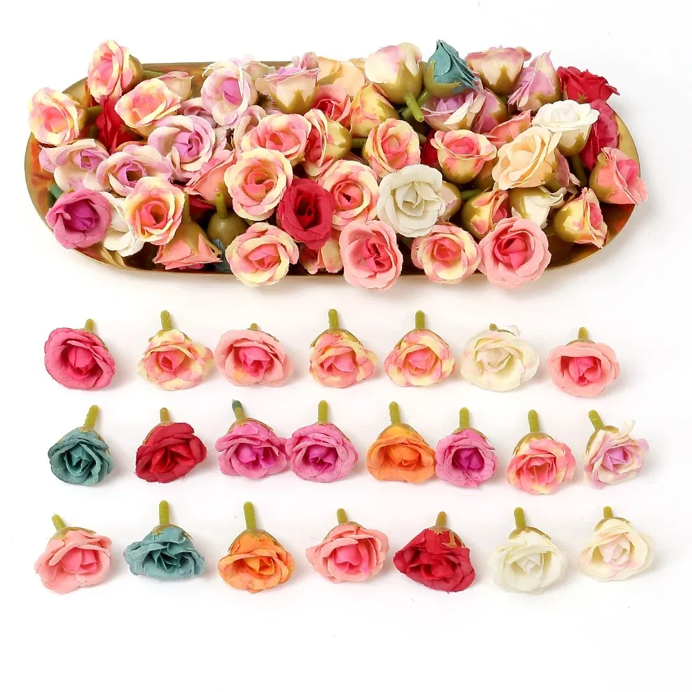 10/20/50Pcs 2cm Mini Rose Artificial Flowers Heads For Home Decor Wedding Decoration Fake Flowers DIY Wreath Scrapbook Gifts