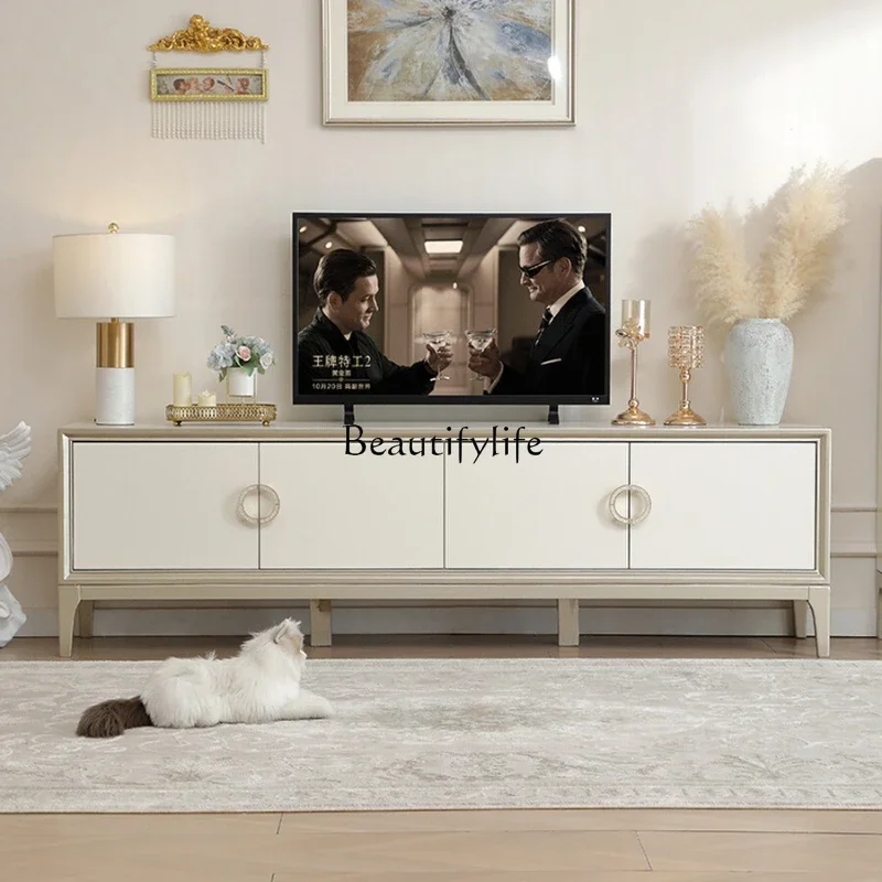 

Z.**Modern simple light luxury TV cabinet small apartment living room solid wood minimalist floor cabinet minimalist high sense