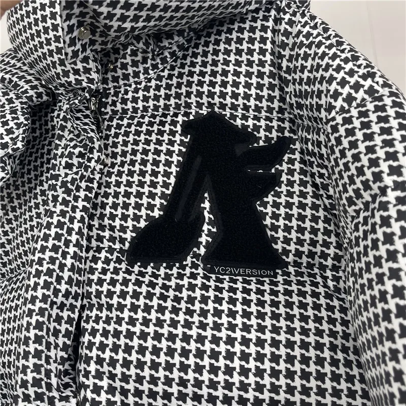 2022 giacca invernale donna pied de poule Print Fashion piumini con cappuccio parka corto allentato cappotto imbottito in cotone caldo spesso