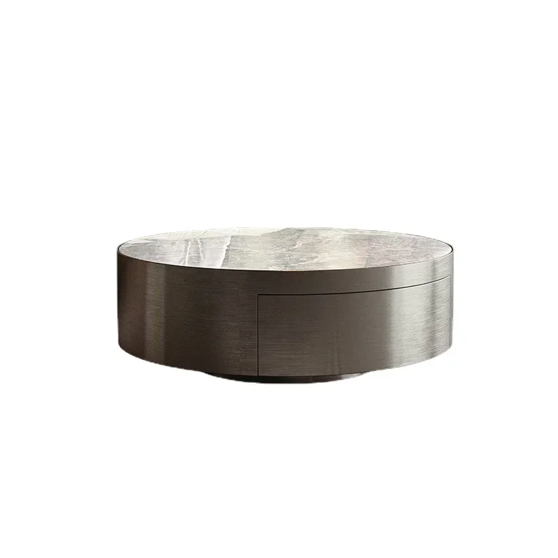 

YY Stone Plate Coffee Table Living Room Home Light Luxury Small Apartment round Tea Table