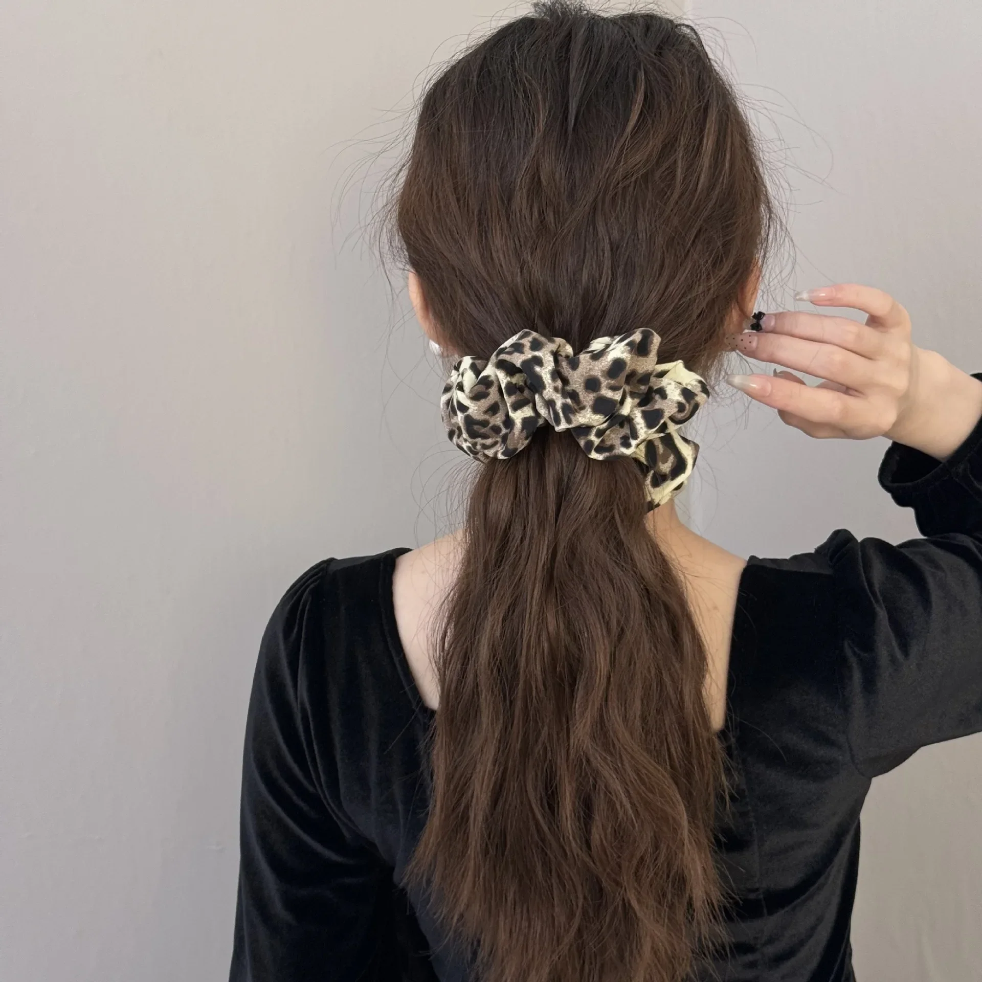Leopard print Large girl women hair accessoires rubber band for adults scrunchie elastic korean vintage popular leading fashion