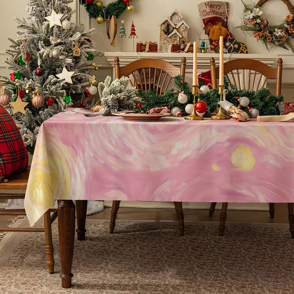 Van Gogh Almond Blossoms Table Cloth Waterproof Tablecloth Spill Proof Table Cloth, Wipe Clean Table Cloth for Dining Camping
