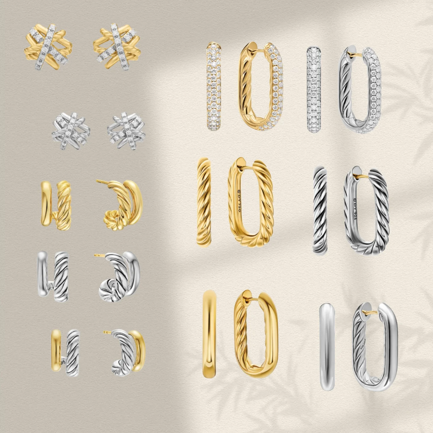 

YK 2025 New Style 13.5mm Two-tone Double Hoop Earrings, Unisex, Fashionable, Trendy, Retro, Luxurious Jewelry