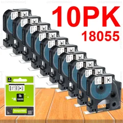 10Pcs 18055 Compatible Dymo Heat Shrink Tube Tape 18051 18052 18053 18054 18056 6/9/12/19/24mm for Dymo Rhino 4200 5200 Printer
