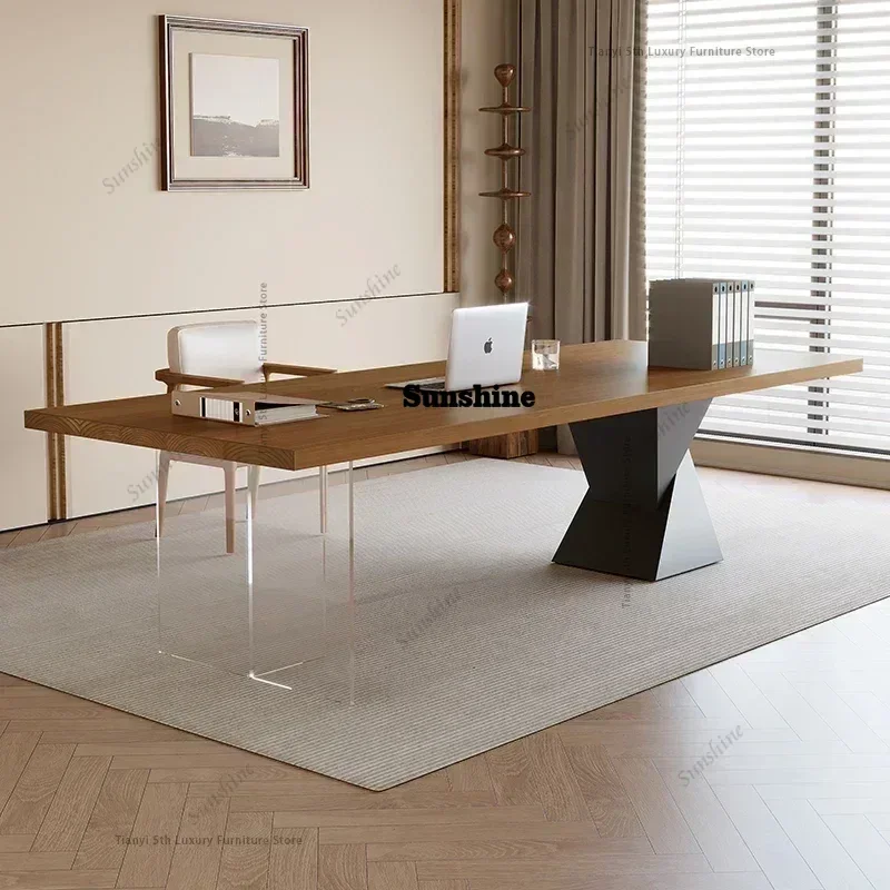 

Luxury Acrylic Office Desks High-end Boss Solid Wood Office Desks Simple Modern Office FurnitureTJ