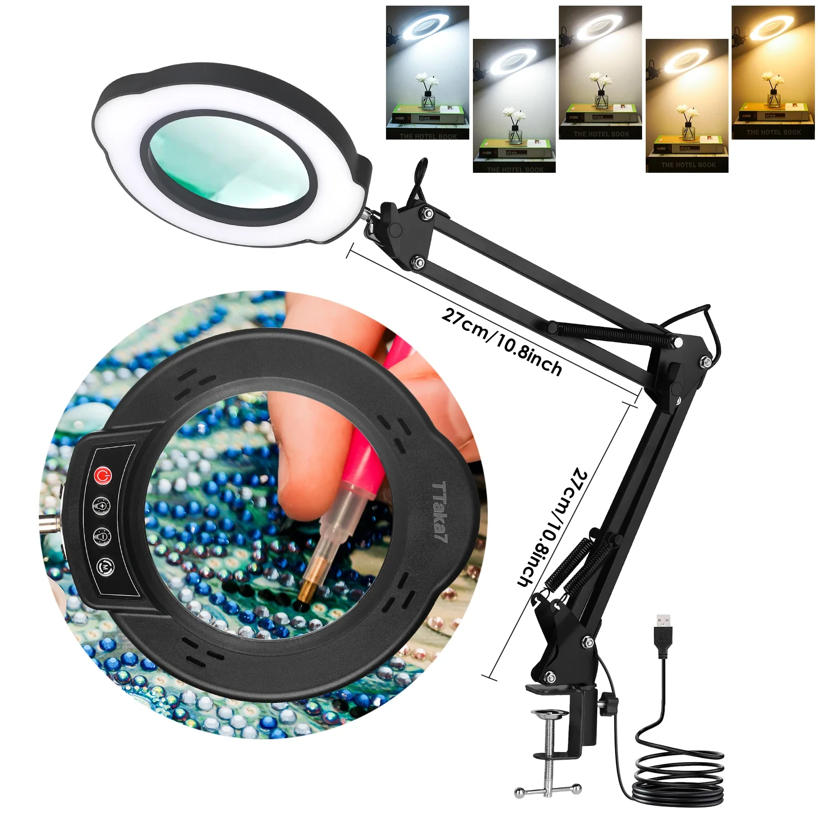 72LED 8X/10X NIEUWE Verlichte Vergrootglas USB 3 Kleuren LED Vergrootglas voor Soldeerbout Reparatie/Tafellamp/Huidverzorging Schoonheid