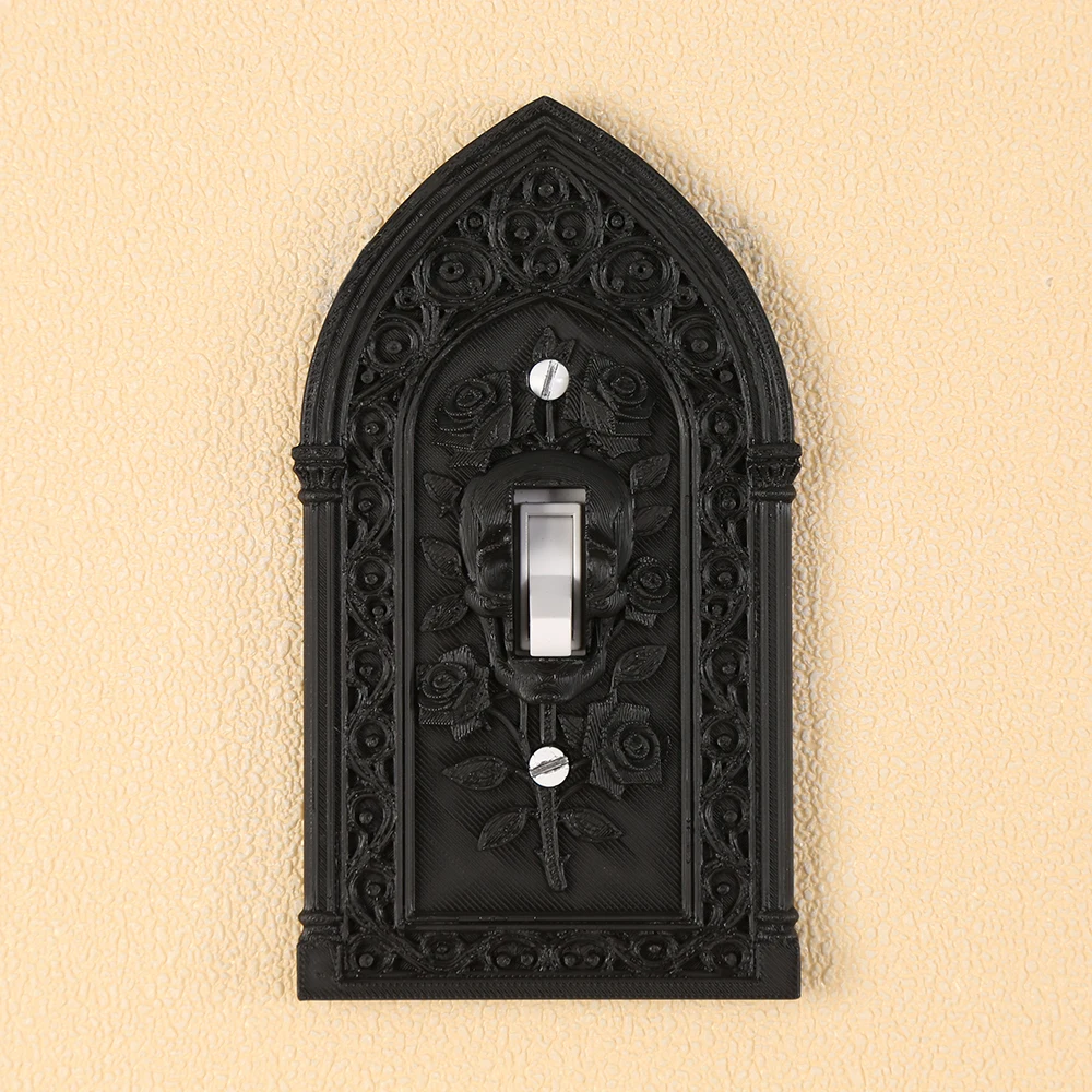 

Трансграничный готический розовый церковный переключатель окна и рамка розетки, матовый черный ретро-дизайн, подходит для зарубежного темного романтика
