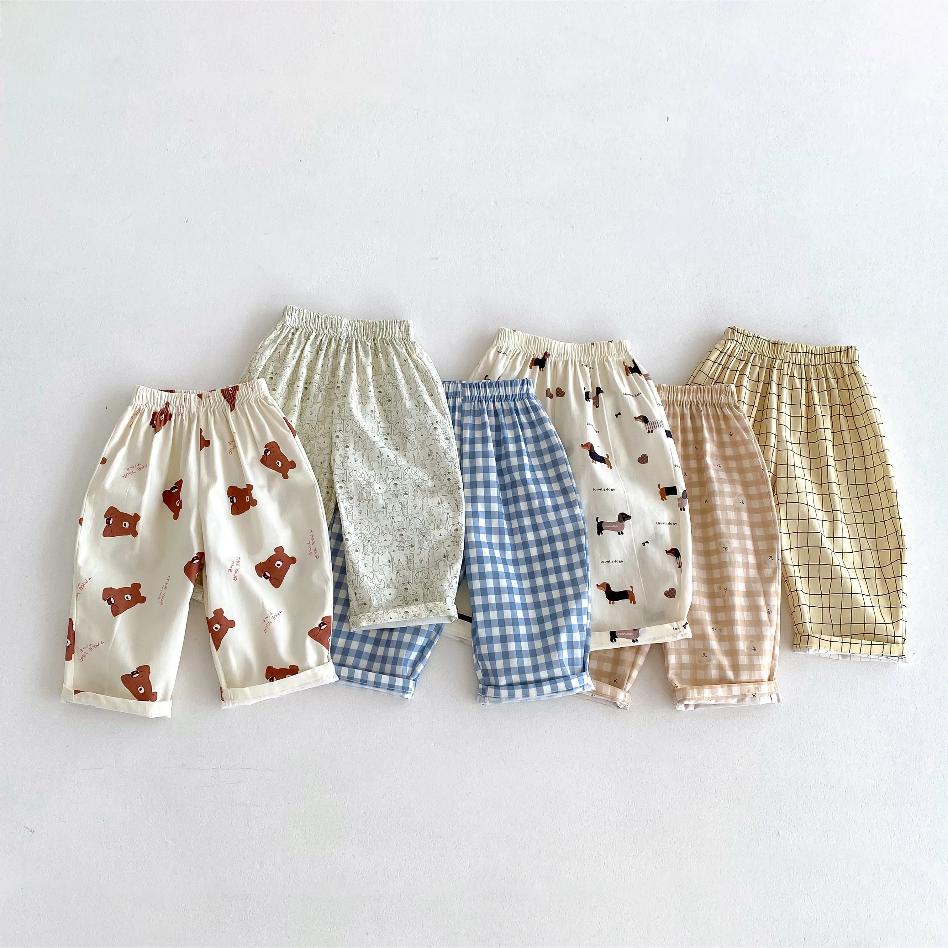 9m-6y Summer Kids Clothing Boutique Fashion Baby Boys Casual Trousers Cartoon Pattern Plaid Children's Harem Pants Baby Clothes