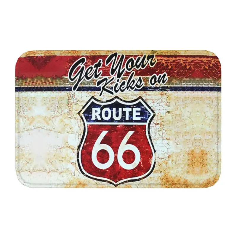 Custom American Road Route 66 Door Floor Bathroom Kitchen Mat Anti-Slip Outdoor Doormat Garage Entrance Carpet Rug