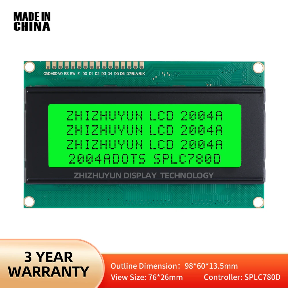 2004A Character Screen LCD Screen Emerald Green Grey Film Voltage 5V Controller SPLC780D