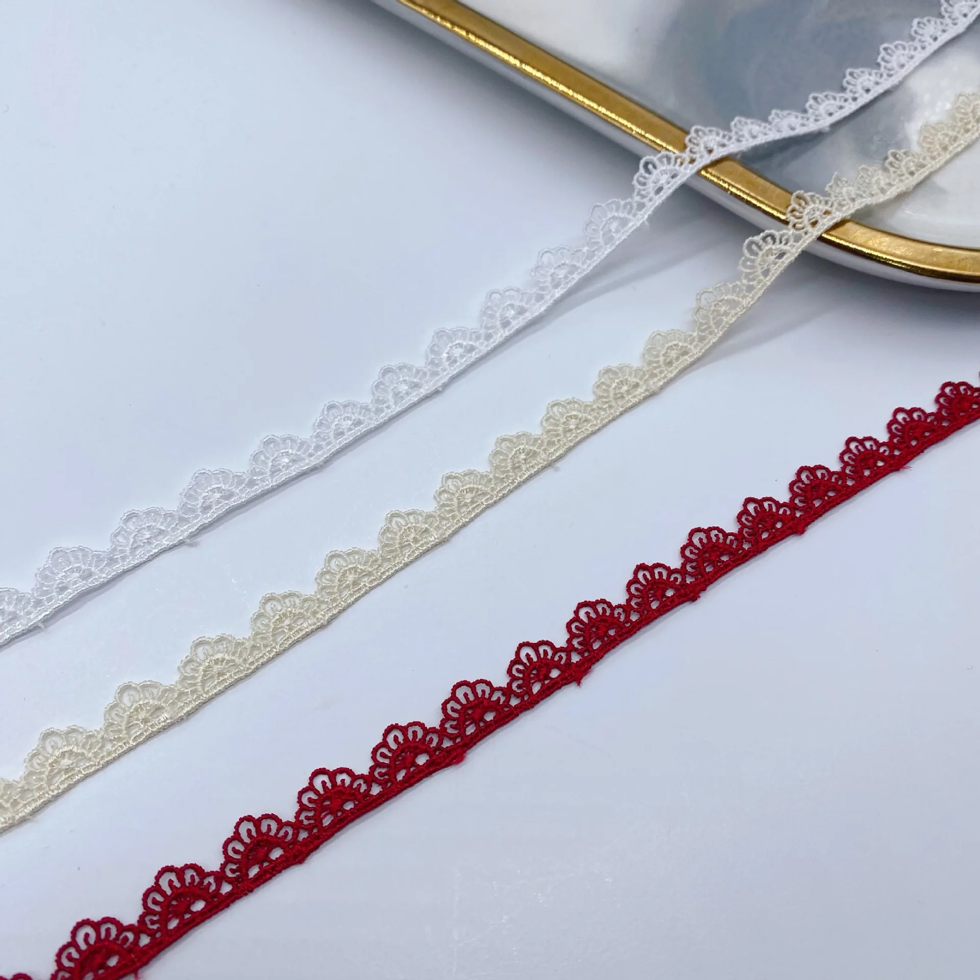 5 ياردة لوليتا الدانتيل متعدد الألوان شريط بوليستر الباركود الكمبيوتر التطريز للذوبان في الماء متعدد الألوان الدانتيل من جانب واحد تقليم #4