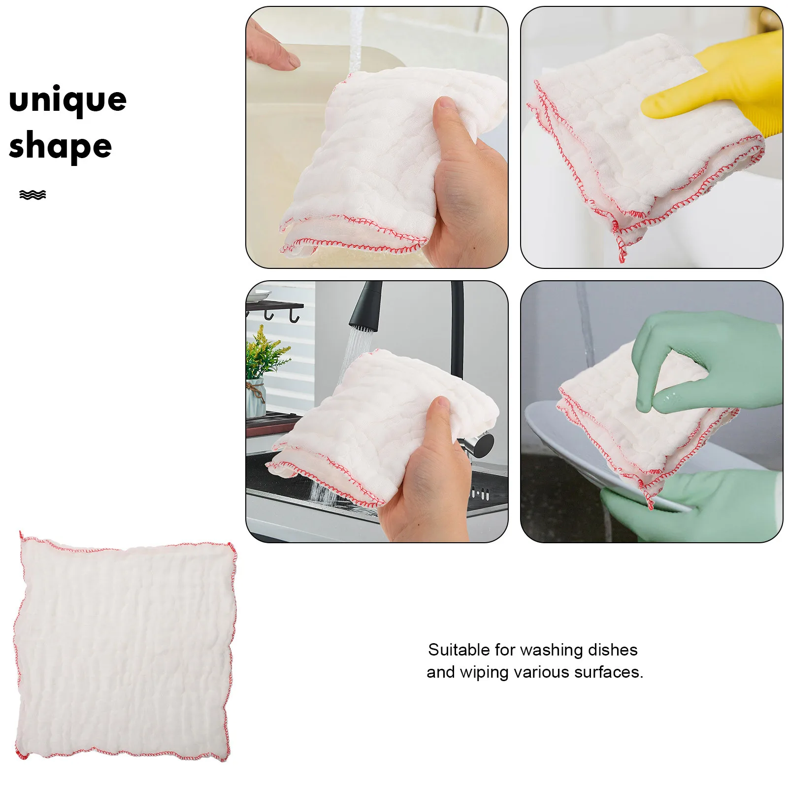 

3Pcs Durable Cotton Dish Towels Lock Edge Kitchen Cleaning Cloths Reusable Non Deform Oil Resistant Dishwashing Towel