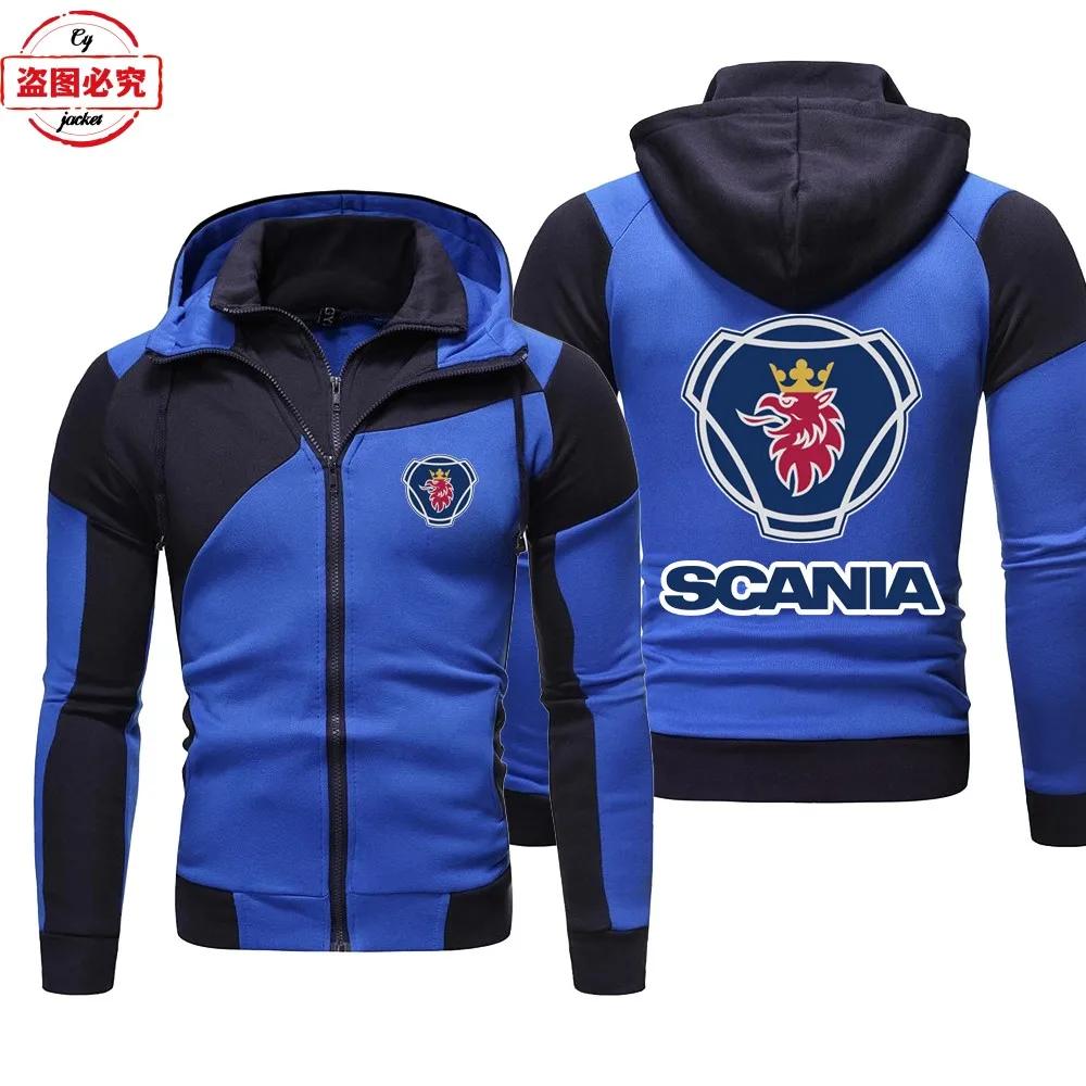 

European Size Heavy-duty Truck Logo Printed Jacket Scania Men's Top Jacket Double Zipper Hoodie Team Uniform Workwear