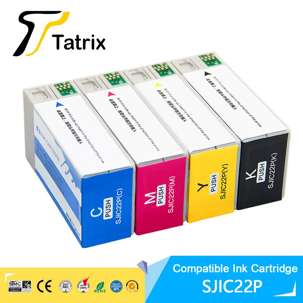 Tatrix SJIC22P compatible ink cartridge with pigment ink for epson SJIC22P for Epson TM-C3500 for Epson ColorWorks C3500 Series