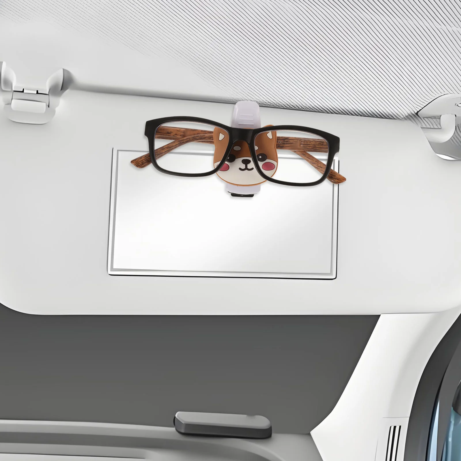 

2pcs Car Sunglass Holder Clip Cute Cartoon Design For Eyeglasses Cards Storage Organizer Visor Mount Glasses Holder Suv Truck