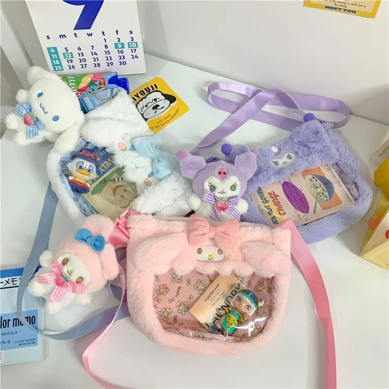 حقيبة كتف بلاستيكية شفافة من Sanrio للفتيات ، كارتون ، كورومي ، لحني ، دمية ، كروس بودي ، كوري ، لطيف ، ألم ، هدية ، جديدة #3