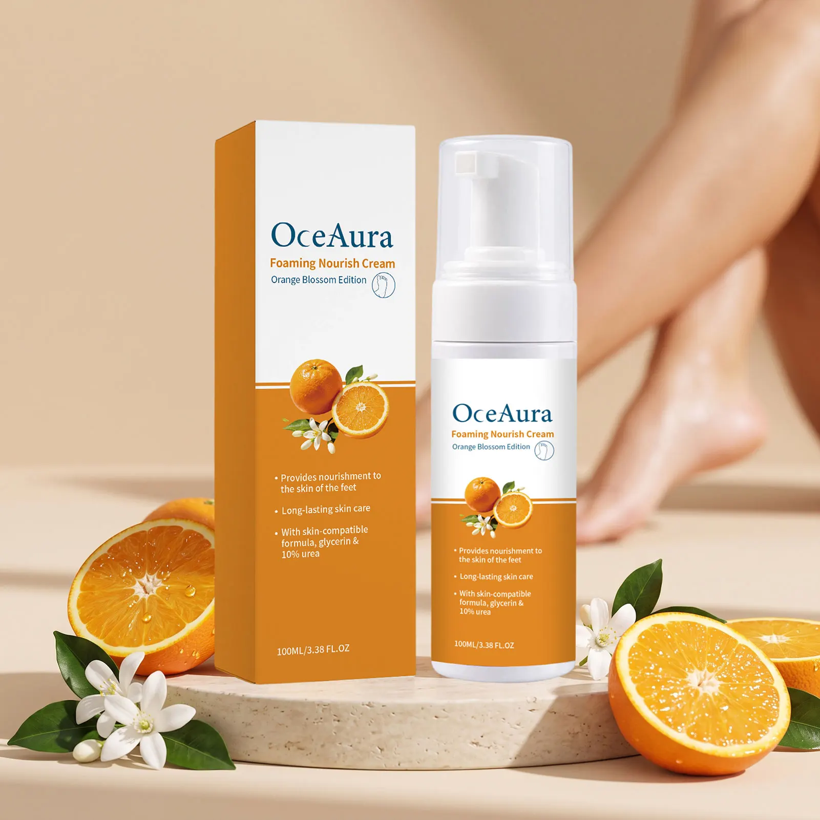 100ml Orange-Blossom Foot Nourishing Moisturizing Foam Cream Intensives Repair Foot Cream For Dry Skin Foot Care Foam