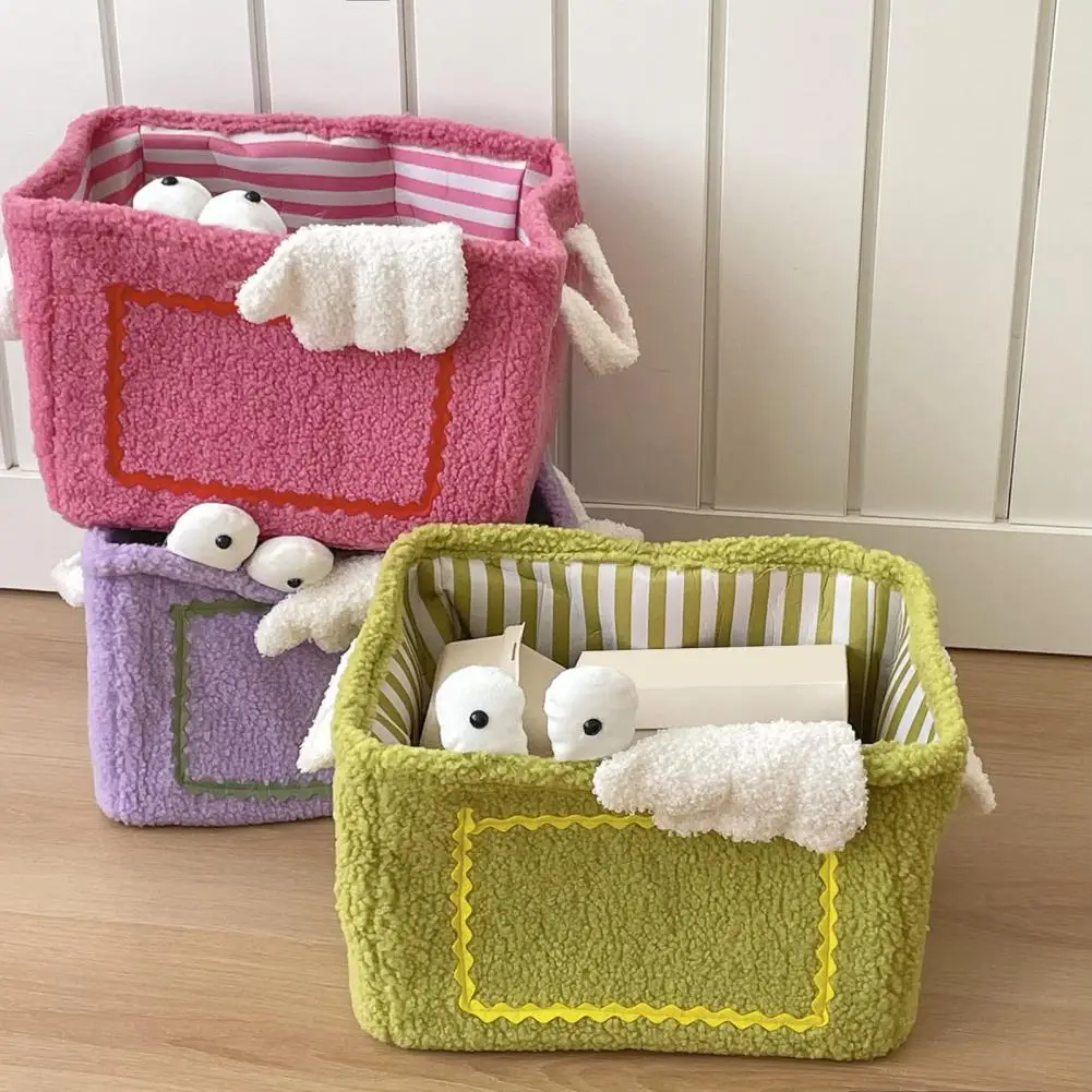 Storage Basket with Handle Foldable Storage Bin Non-Fading Snacks Toys Cartoon Decorative Storage Container Organizer Basket