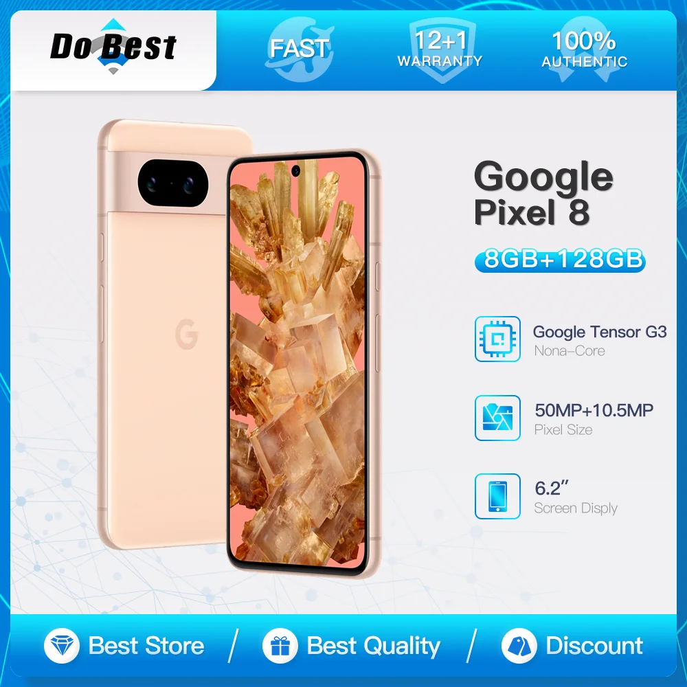 Teléfono móvil Original Google Pixel 8 5G 6,2 "OLED 120Hz 8GB RAM 128GB ROM NFC Google Tensor G3 teléfono móvil Android Nona-Core