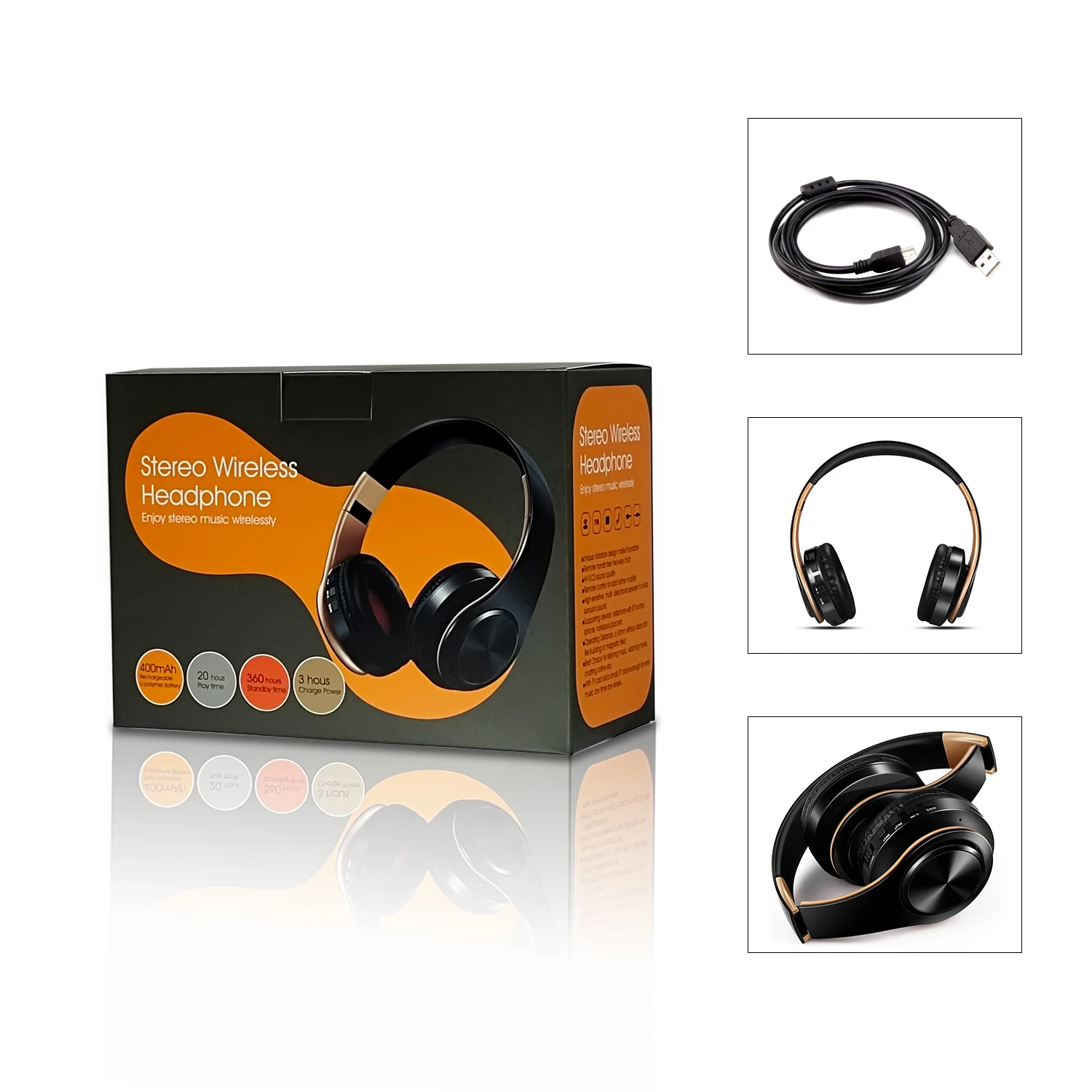 Cuffia wireless Bluetooth Cuffia stereo Cuffia musicale Supporto scheda SD con microfono per iPad mobile