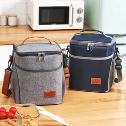 Thermal Lunch Bag with Shoulder Strap Leak-proof Portable Large Bento Cooler Picnic Travel Food Insulated Tote Bag Ice Pack