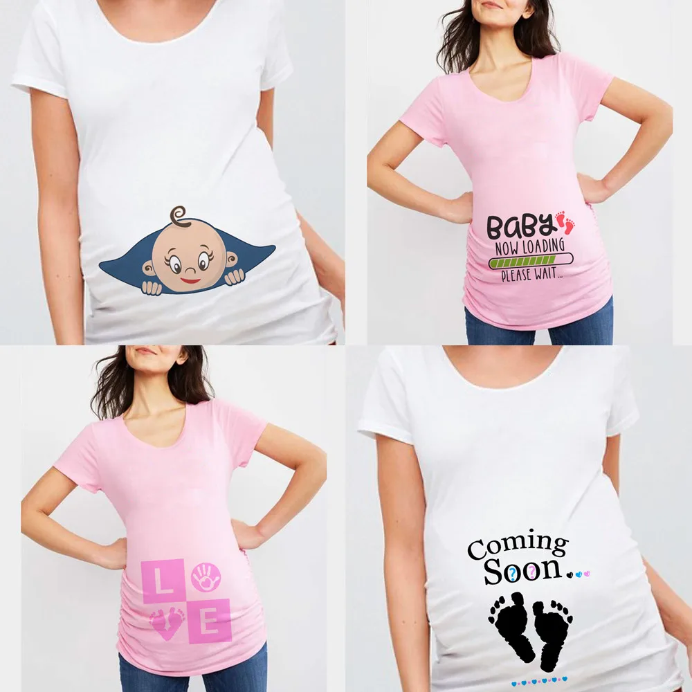 Baby Coming Soon Maternity Tops Baby Loading Pregnancy T Shirt Women Pregnant Clothes Baby on Board Drop Shipping